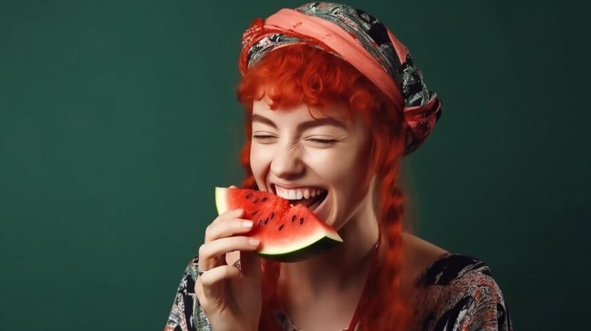 چهره شاداب با هندوانه